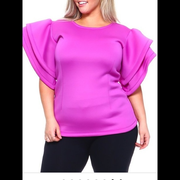 Big ruffle sleeve top plus size - Picture 3 of 3
